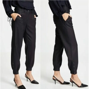 NEW! Nili Lotan 2 Bertina Slouchy VIRGIN WOOL Pants Pleats High Rise Button Hem